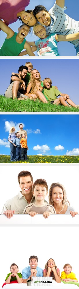 Фото счастливой семьи с двумя детьми | Photo of happy family with two children